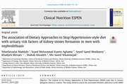 .The association of Dietary Approaches to Stop Hypertension-style diet with urinary risk factors of kidney stones formation in men with nephrolithiasis